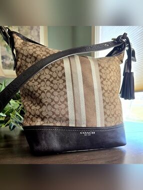 Coach Legacy Limited Edition Signature Stripe Duffle Shoulder Bag
